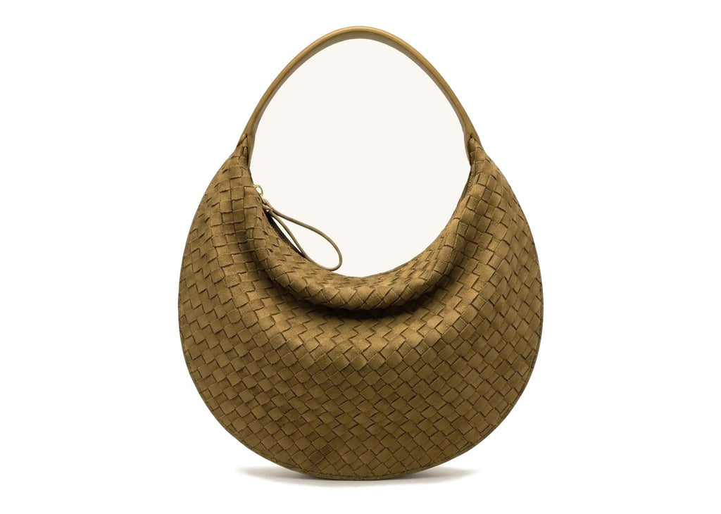 JW PEI Nola Faux Suede Woven Crescent Shoulder Bag Olive Green