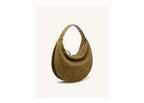 JW PEI Nola Faux Suede Woven Crescent Shoulder Bag Olive Green