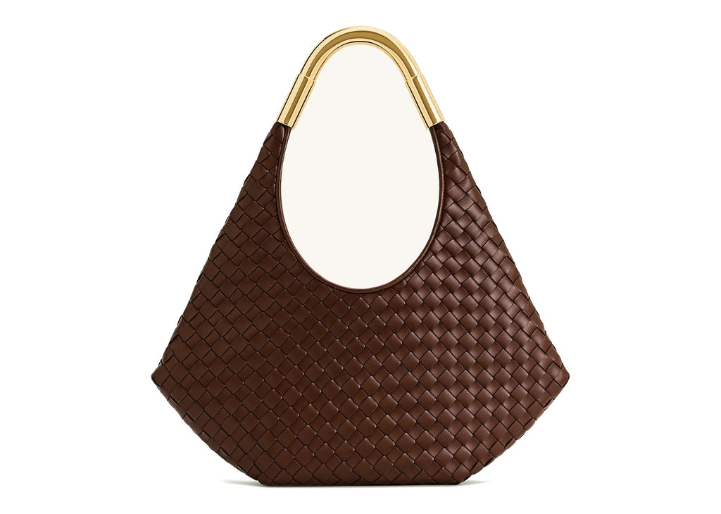 JW PEI Olivia Hand-Woven Metal Handle Hobo Bag Brown