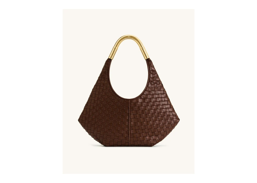 JW PEI Olivia Hand-Woven Metal Handle Hobo Bag Brown