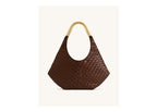 JW PEI Olivia Hand-Woven Metal Handle Hobo Bag Brown