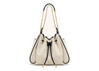 JW PEI Rowan Ruched Drawstring Chain Bucket Bag Black Canvas