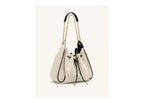 JW PEI Rowan Ruched Drawstring Chain Bucket Bag Black Canvas