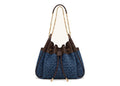 JW PEI Rowan Weaving Ruched Drawstring Chain Bucket Bag Sea Blue Denim