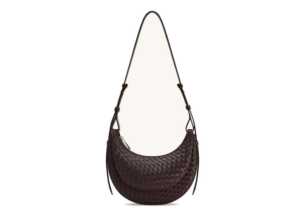 JW PEI Sharon Woven Crossbody Bag Coffee Brown