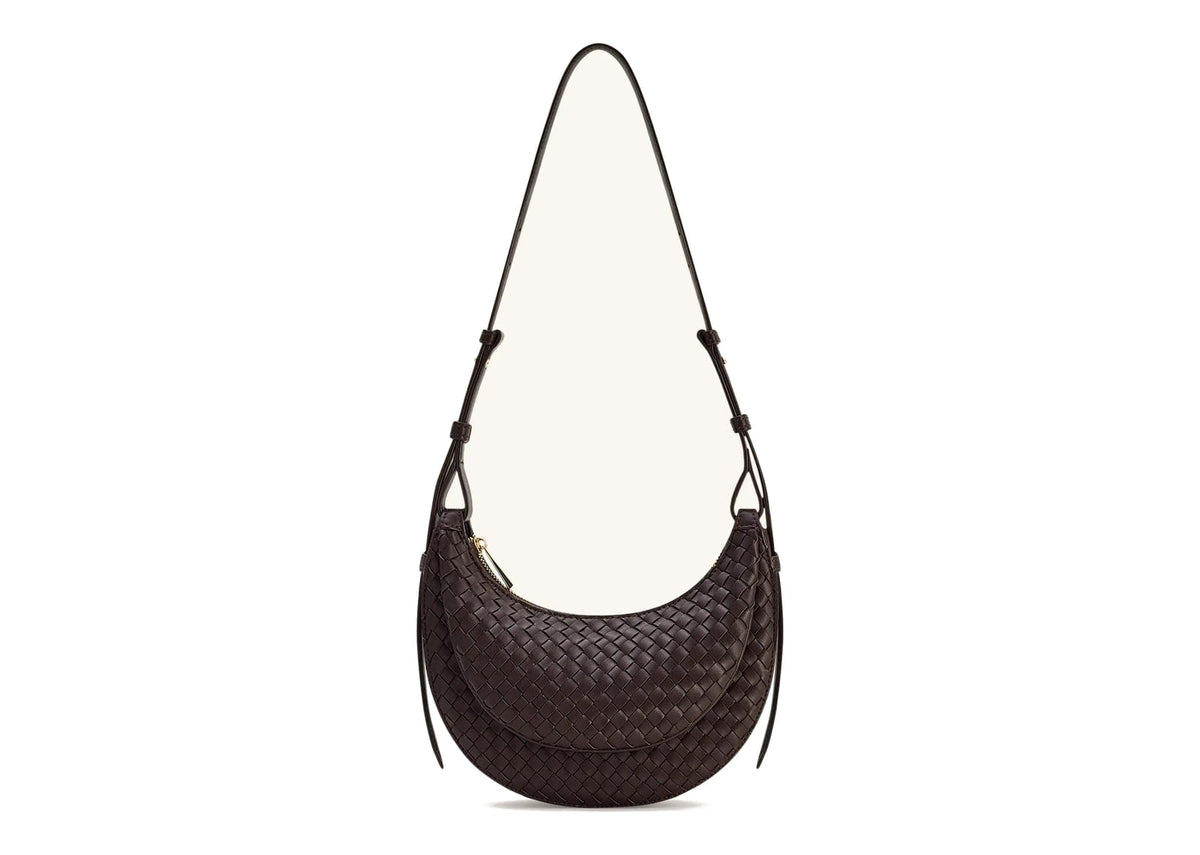 JW PEI Sharon Woven Crossbody Bag Coffee Brown