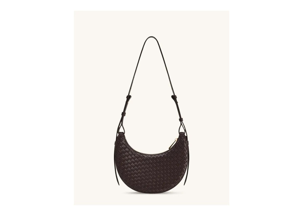 JW PEI Sharon Woven Crossbody Bag Coffee Brown