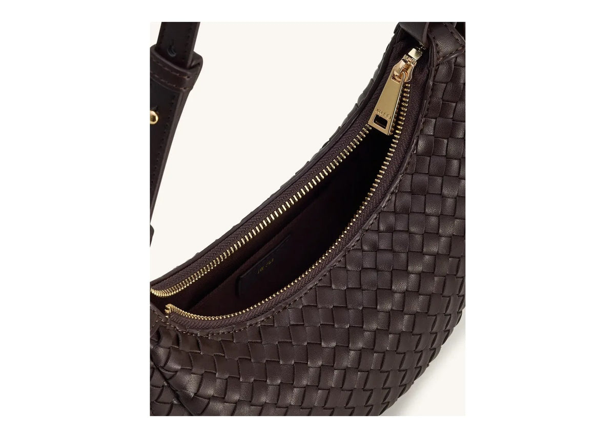 JW PEI Sharon Woven Crossbody Bag Coffee Brown