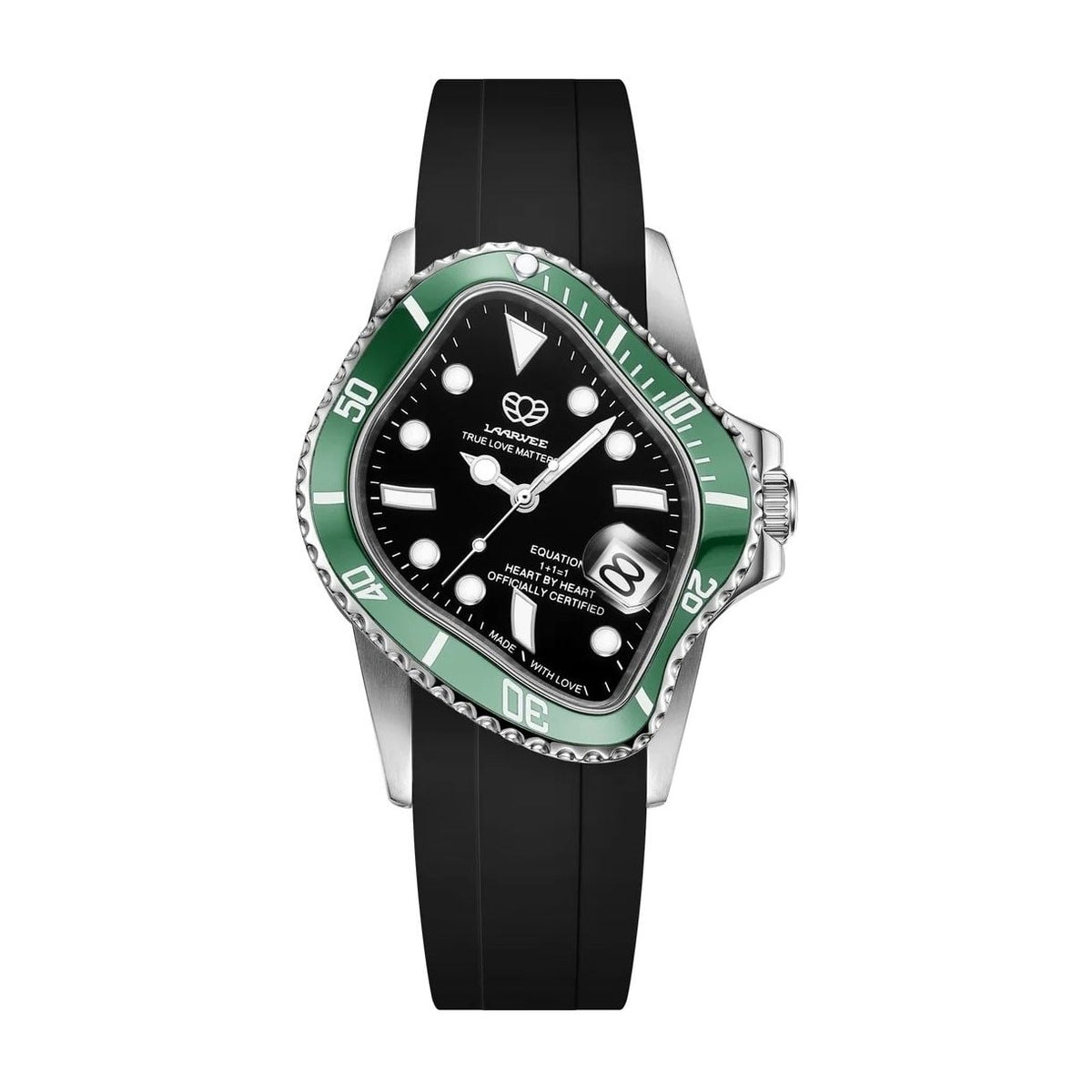 Laarvee Black Fluoroelastomer Strap Green & Black