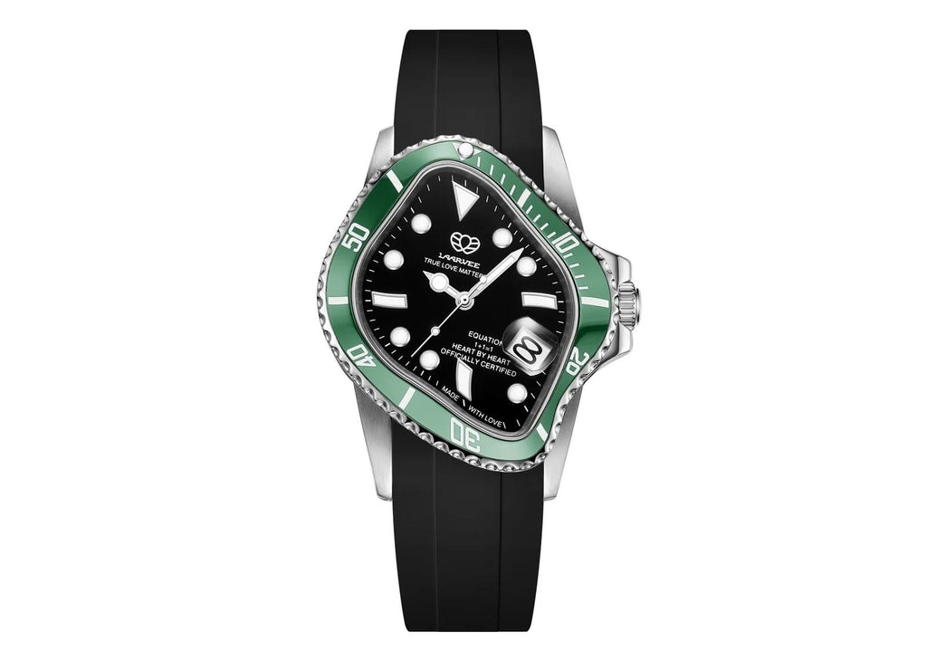 Laarvee Black Fluoroelastomer Strap Green & Black
