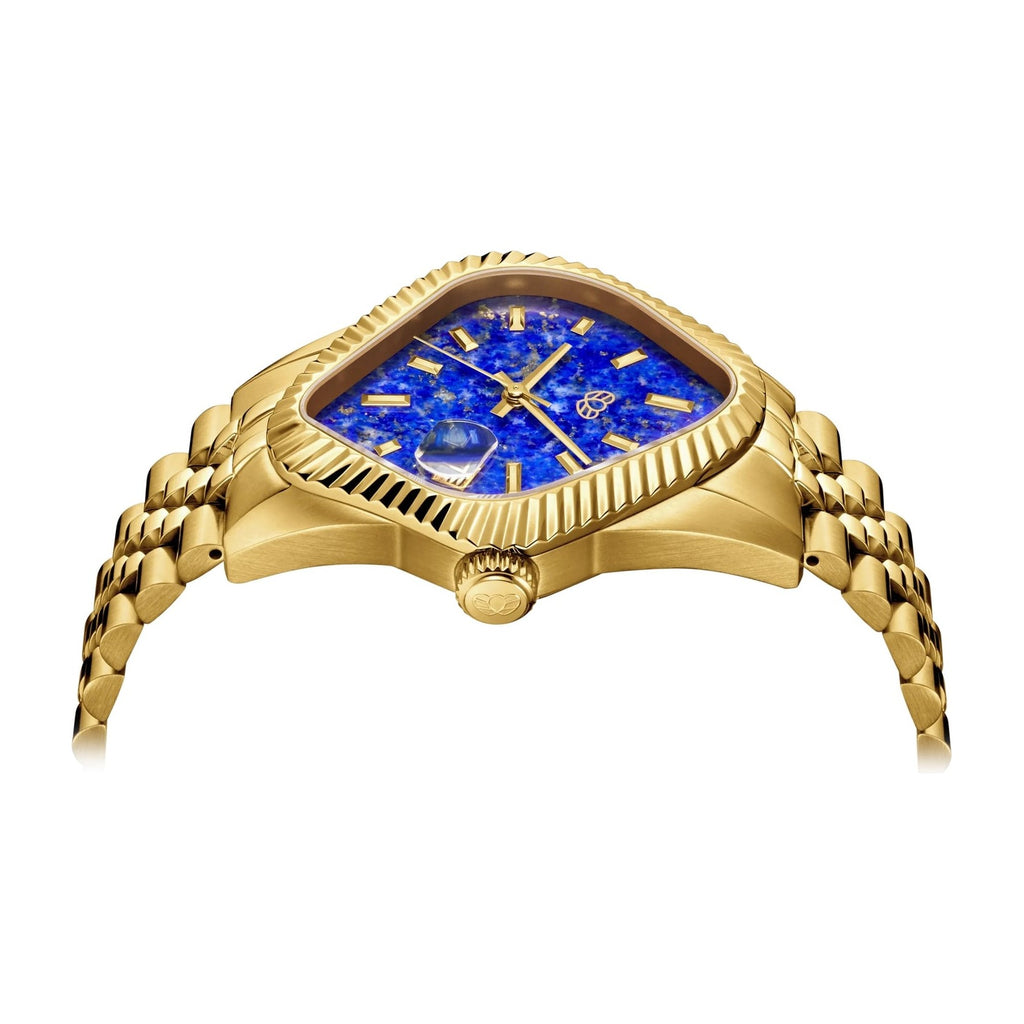 Laarvee Fluted Bezel Gold Lapis Lazuli
