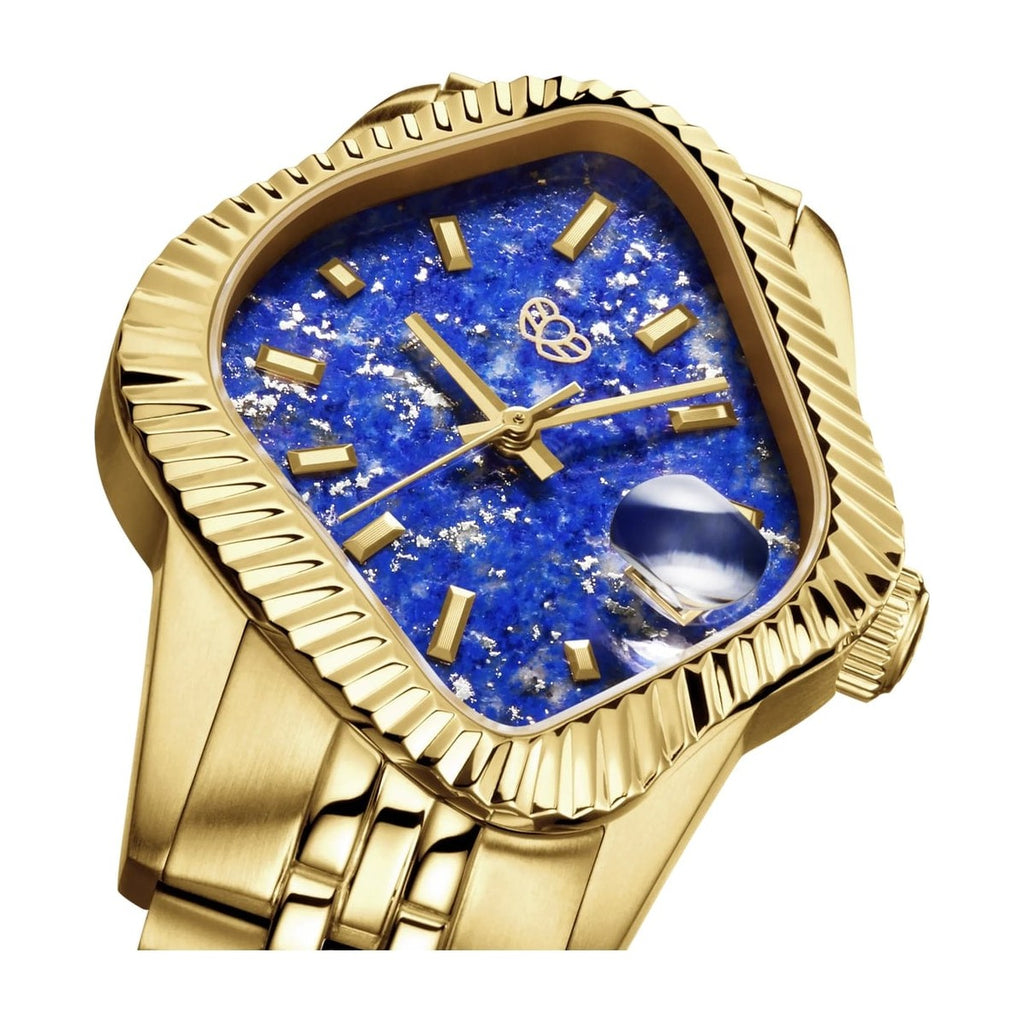 Laarvee Fluted Bezel Gold Lapis Lazuli