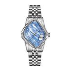 Laarvee Fluted Bezel Steel Blue Mother-of-Pearl