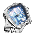 Laarvee Fluted Bezel Steel Blue Mother-of-Pearl