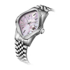 Laarvee Fluted Bezel Steel Pink Mother-of-Pearl