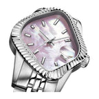 Laarvee Fluted Bezel Steel Pink Mother-of-Pearl