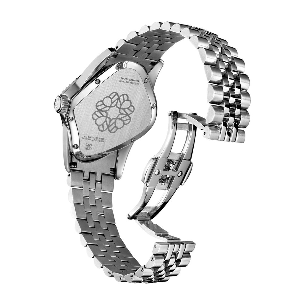 Laarvee Fluted Bezel Steel Pink Mother-of-Pearl