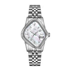 Laarvee Fluted Bezel Steel White Mother-of-Pearl