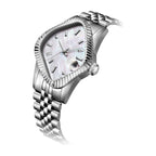 Laarvee Fluted Bezel Steel White Mother-of-Pearl