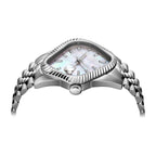 Laarvee Fluted Bezel Steel White Mother-of-Pearl