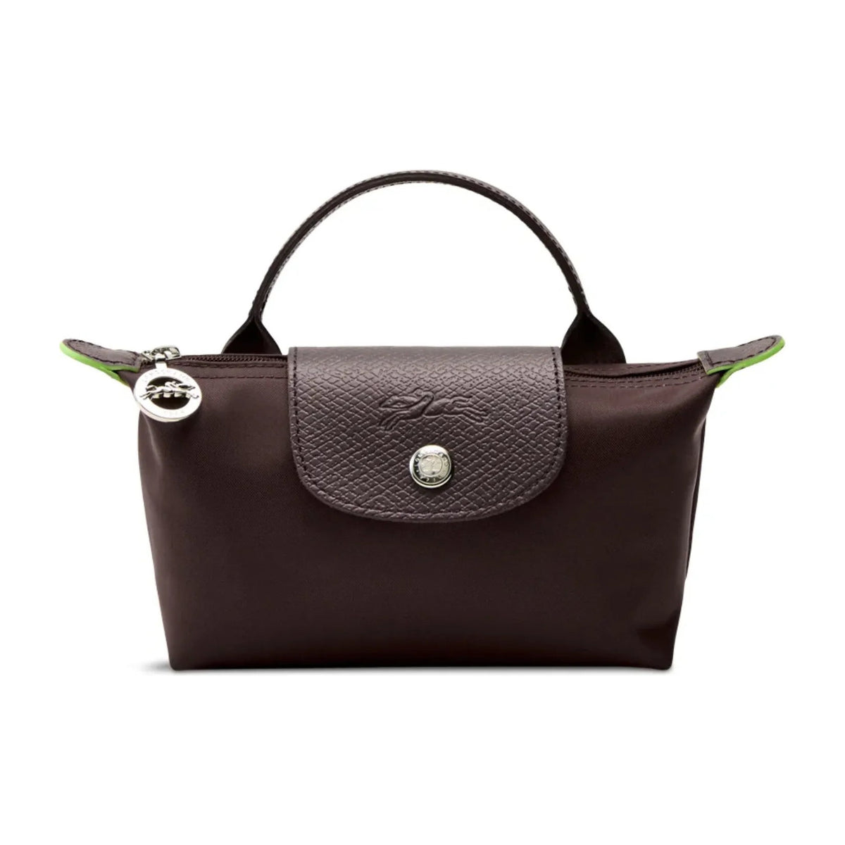 Longchamp Le Pliage Green Pouch with handle Mocha
