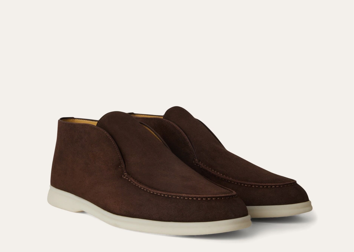 Loro Piana Open Walk Ankle Boot Suede Chocolate