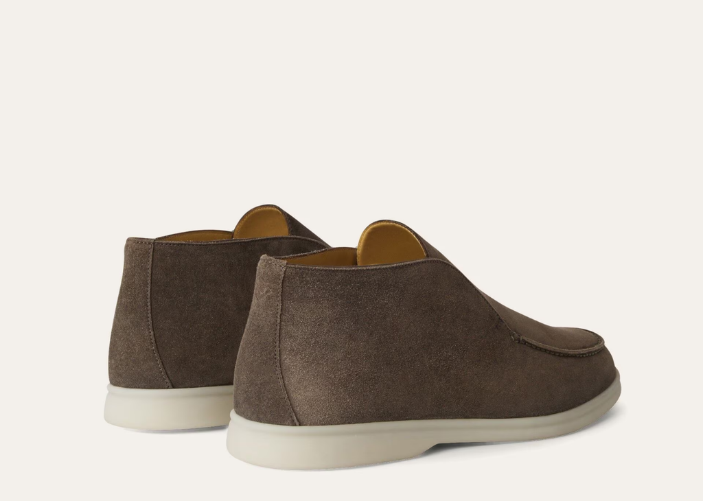 Loro Piana Open Walk Ankle Boot Suede Warm Gray