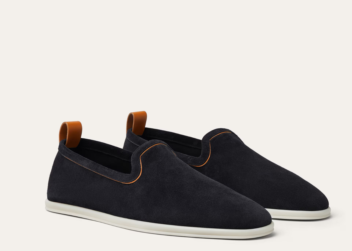Loro Piana Venice Walk Loafer Suede Blue Navy