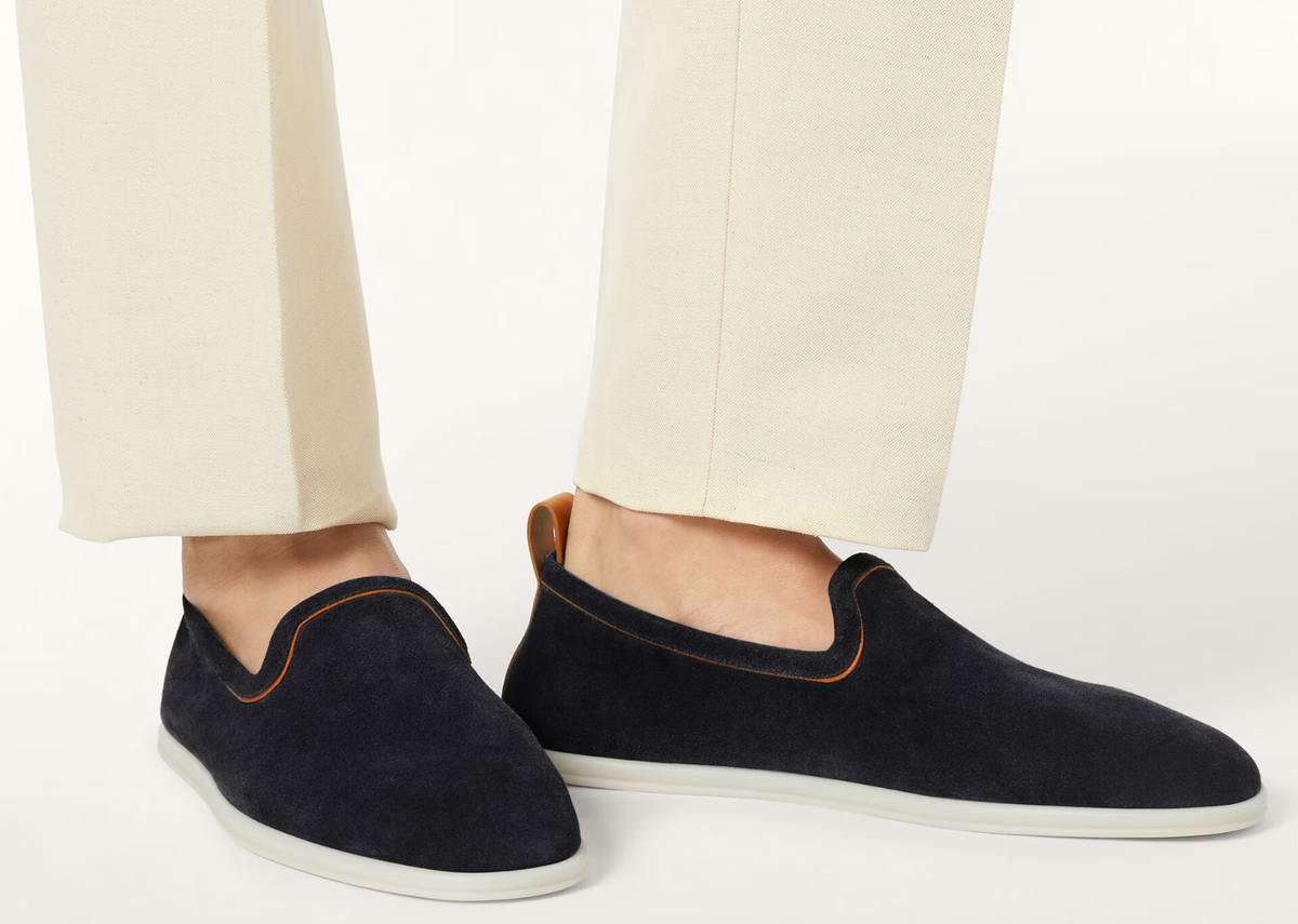 Loro Piana Venice Walk Loafer Suede Blue Navy