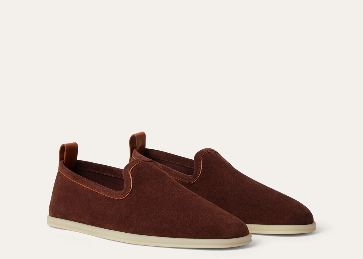Loro Piana Venice Walk Loafer Suede Deep Mogano
