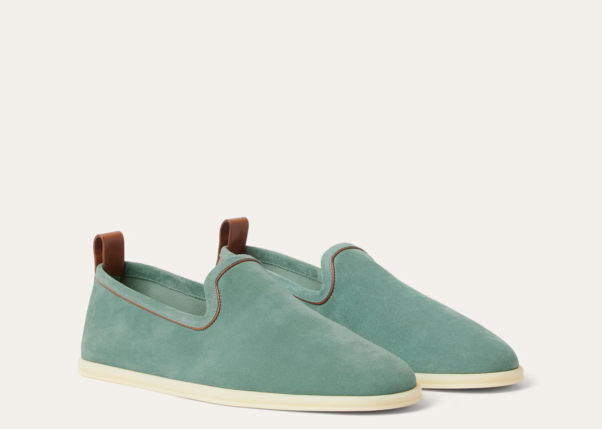Loro Piana Venice Walk Loafer Suede Pine Cloud