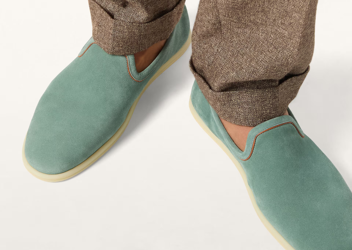 Loro Piana Venice Walk Loafer Suede Pine Cloud