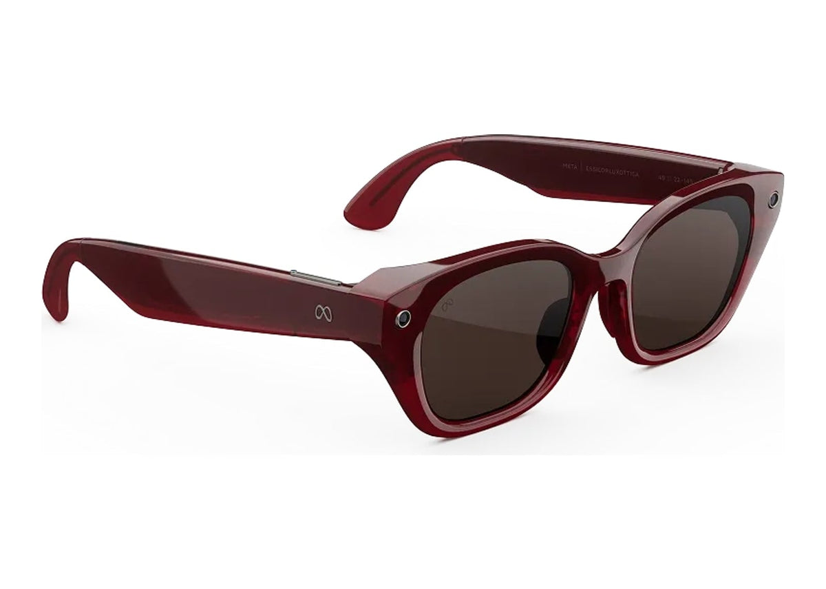 Meta Capri AI Smart Glasses Polarized Chocolate Lens Crimson