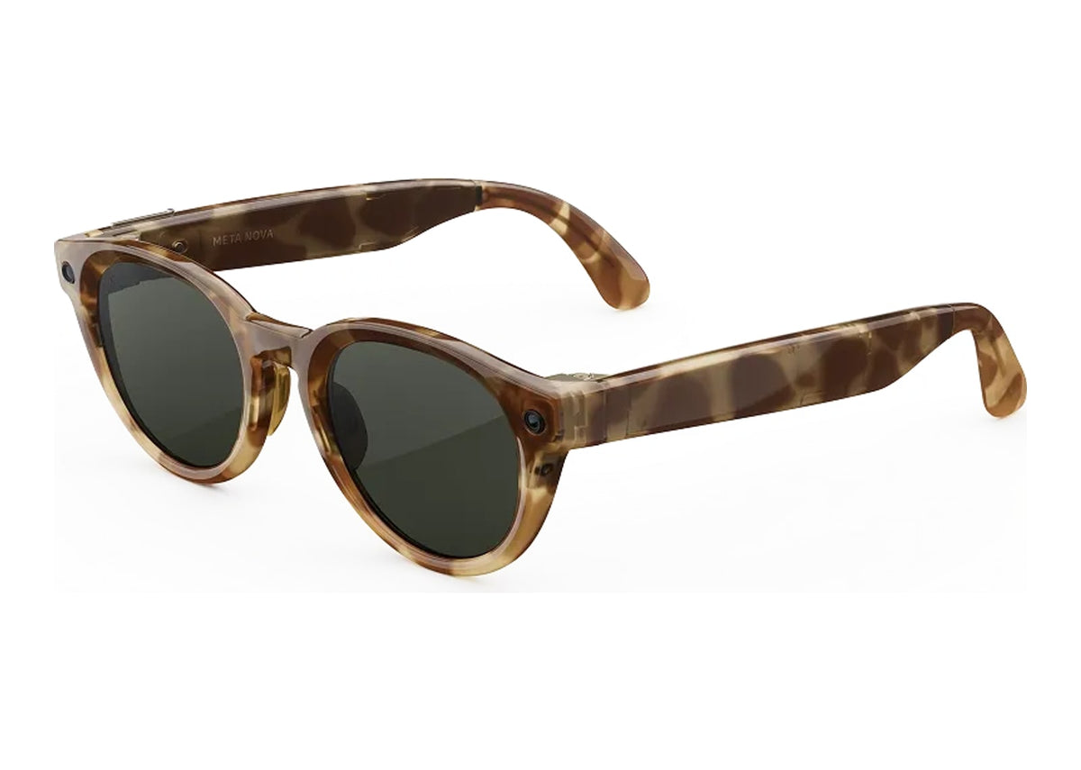Meta Nova AI Smart Glasses Transitions Graphite Green Lens Honey Tortoise