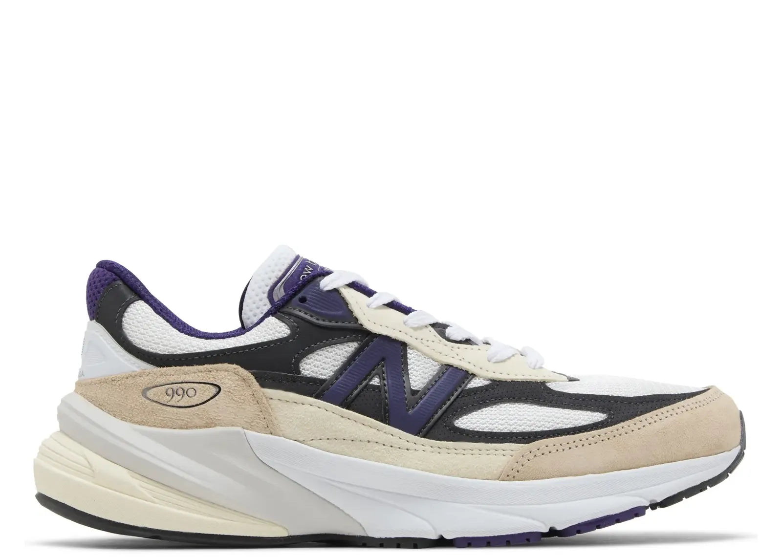 New Balance 990 v 6 Mi USA Teddy Santis White Black Plum