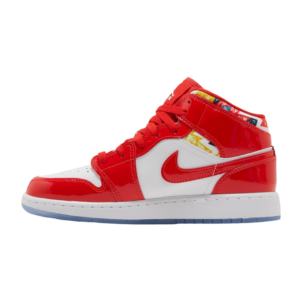 Nike Air Jordan 1 Mid Barcelona Sweater Red Patent (GS)