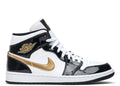 Nike Air Jordan 1 Mid Patent Black White Gold