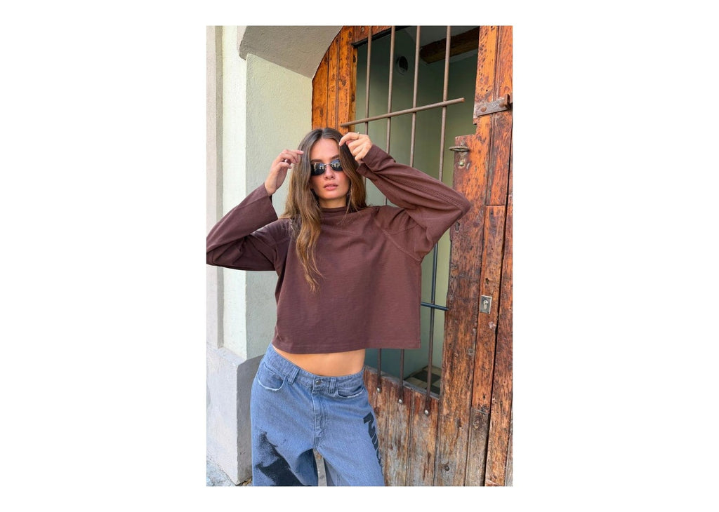 Nude Project Basic Long-Sleeve Tee Brown