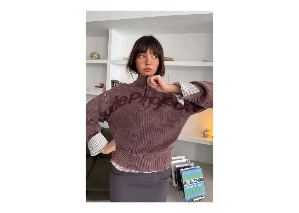Nude Project Beast Quarter-Zip Knit Brown