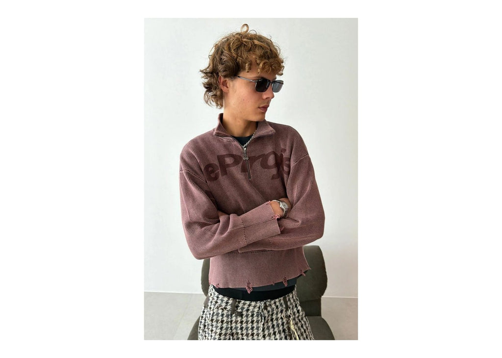 Nude Project Beast Quarter-Zip Knit Brown