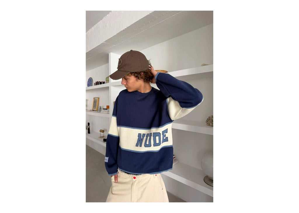 Nude Project Big-Striped Knit Sweater Navy