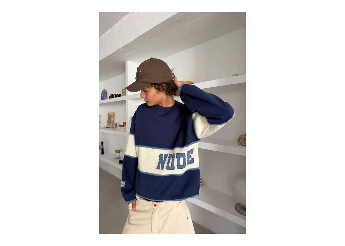 Nude Project Big-Striped Knit Sweater Navy