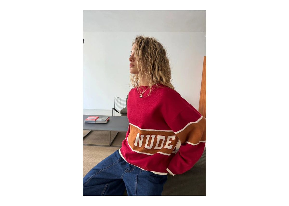 Nude Project Big-Striped Knit Sweater Red