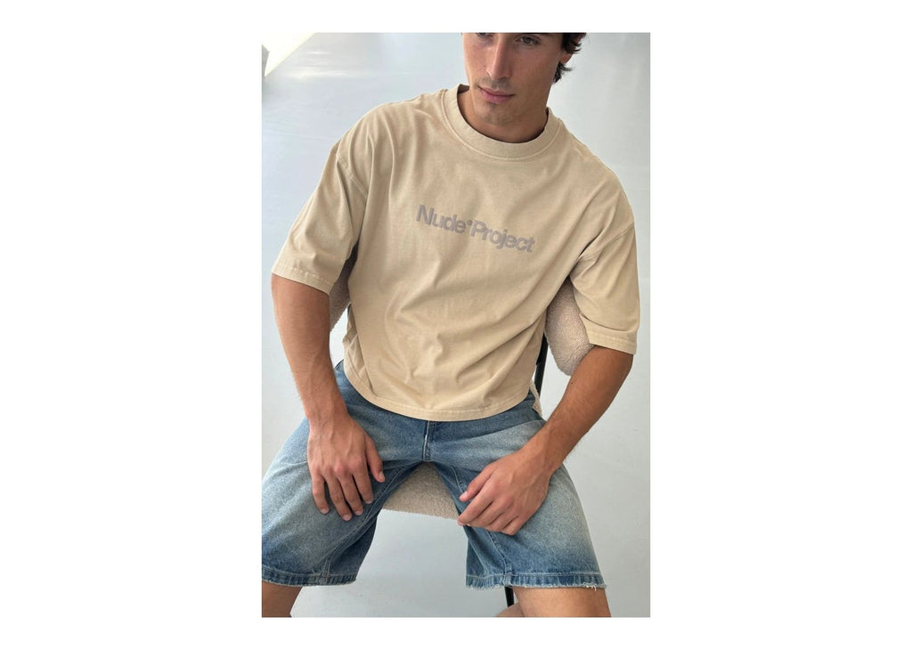 Nude Project Box Logo Tee Beige