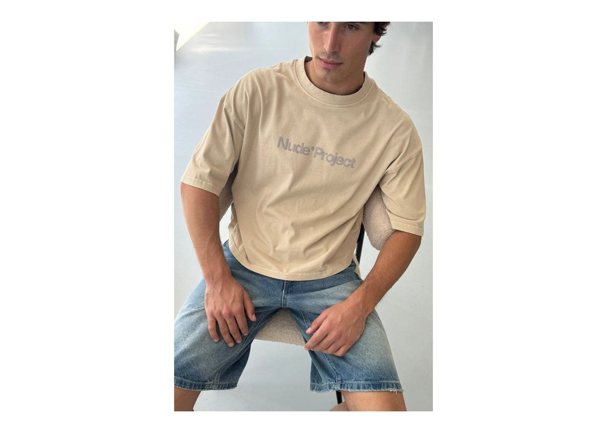 Nude Project Box Logo Tee Beige