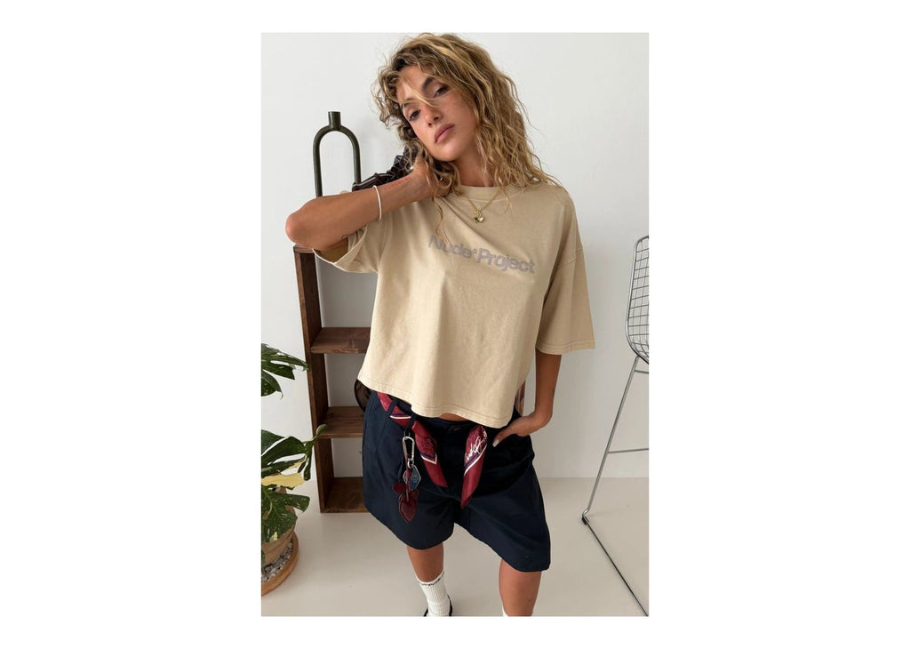 Nude Project Box Logo Tee Beige