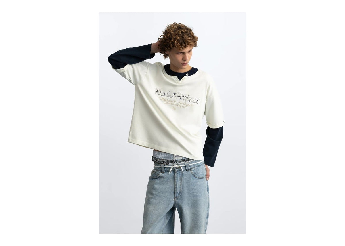 Nude Project Double Neck Long-Sleeve Tee White