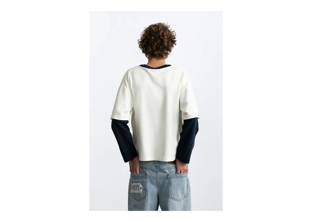 Nude Project Double Neck Long-Sleeve Tee White