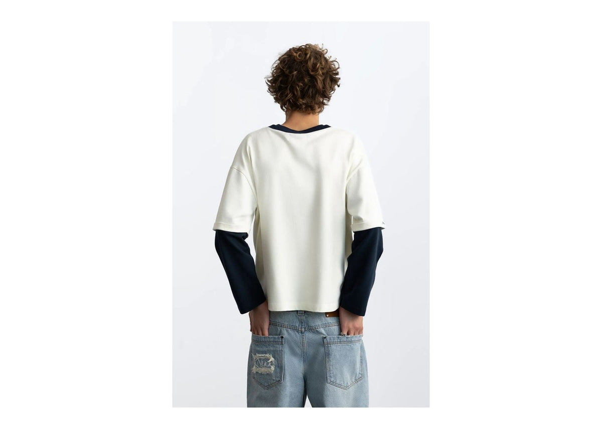 Nude Project Double Neck Long-Sleeve Tee White