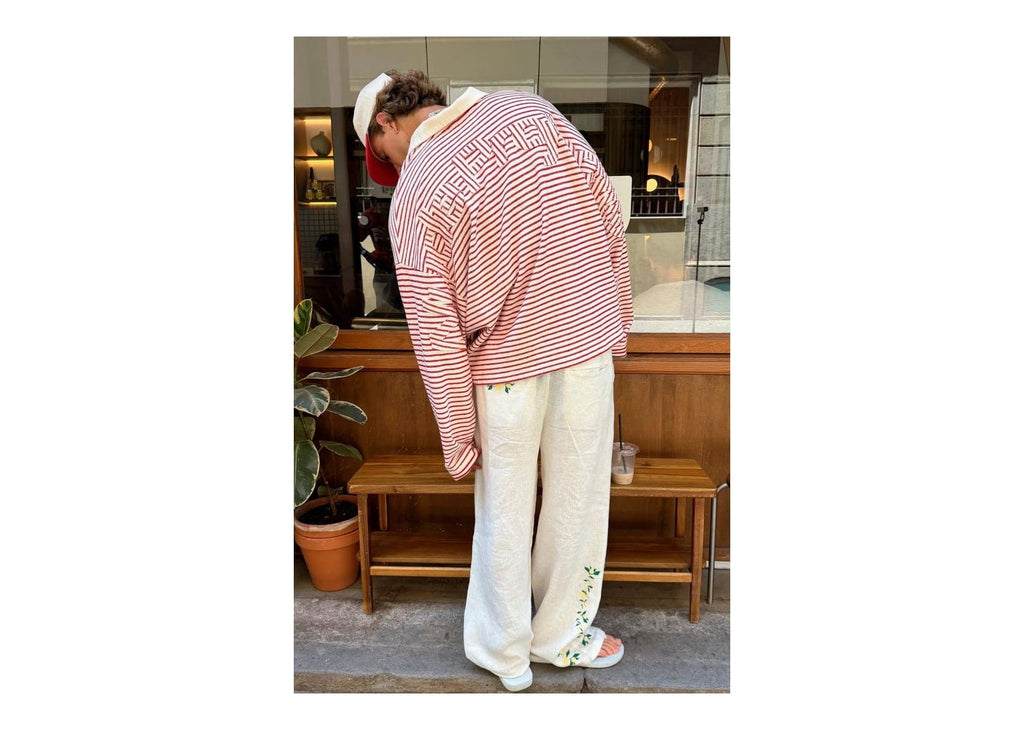 Nude Project Faded Striped Polo Red